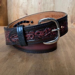 DUN DEE MADE IN TEXAS USA BROWN LEATHER BELT WESTERN COWBOY 32 EXCELLENT